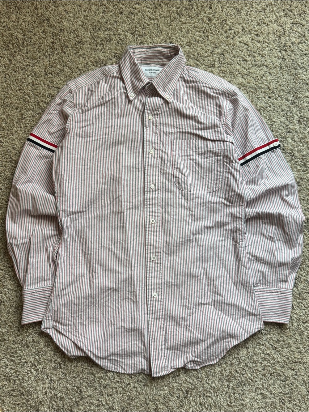Thom Browne Striped 100% Cotton Dress Shirt Men Size 1 Button-Down